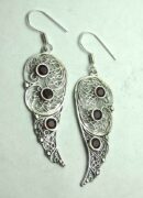 Silver Earring Garnet Stones