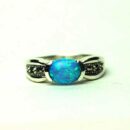 Silver Ring Marcasite Blue