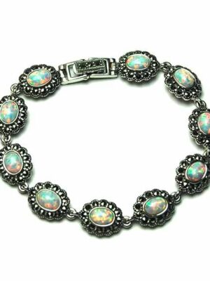 Silver Bracelet Marcasite Opal