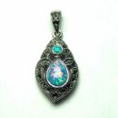 Silver Pendant Marcasite Blue