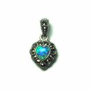 Silver Pendant Marcasite Blue