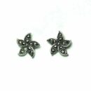 Silver Earring Marcasite Flower Stud