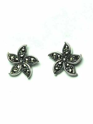 Silver Earring Marcasite Flower Stud