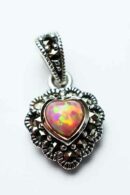 Silver Pendant Marcasite Pink
