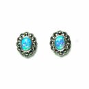 Silver Earring Marcasite Blue