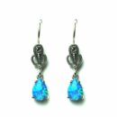 Silver Earring Marcasite Blue