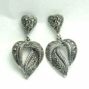 Silver Earring Marcasite Heart