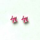 Silver Earring Star Pink Stone