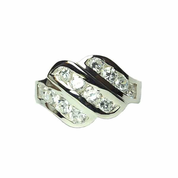 Silver Ring Clear CZ Stones