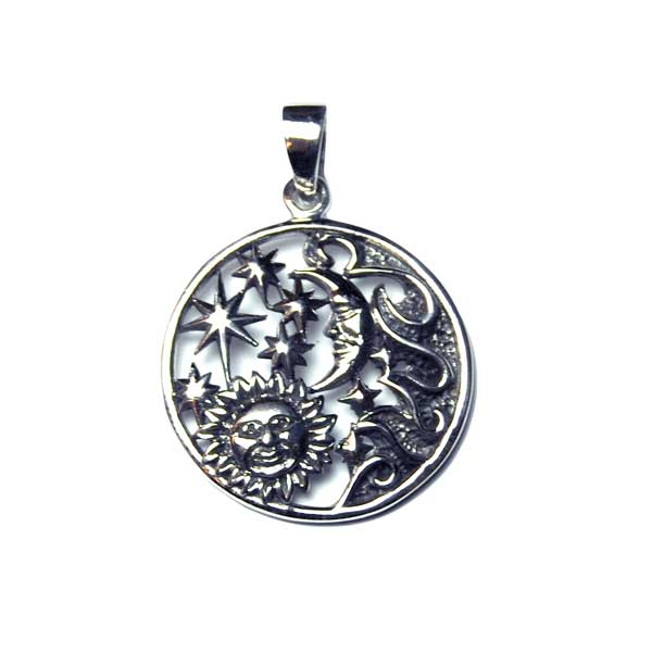 Silver Pendant Sun And Moon