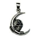 Silver Pendant Skull On Moon