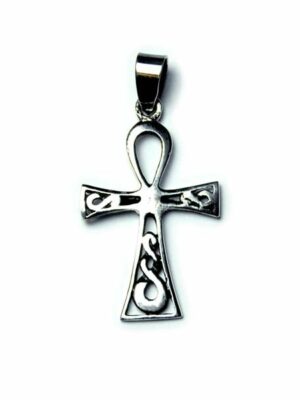 Silver Pendant Ankh With Swirl