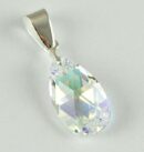 Pendant Silver Tear Drop Clear Rainbow