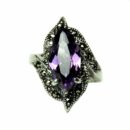Ring Silver Oval Cut Amethyst