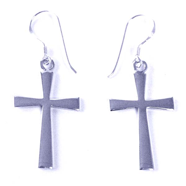 Silver Earring Flat Cross