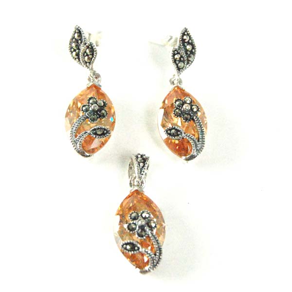 Silver Pendant And Earring Set