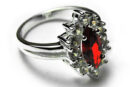 Silver Ring Oval CZ Garnet