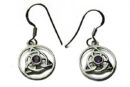 Silver Earring Triquetra Amethyst