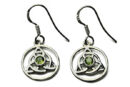 Silver Earring Triquetra Peridot