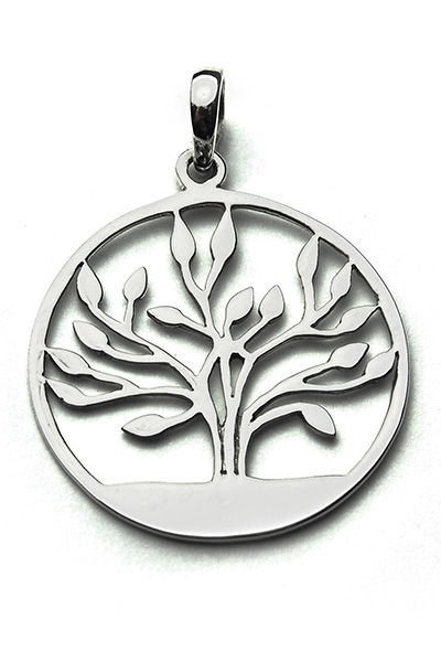Silver Pendant Tree In Circle