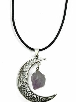 Necklace Moon Amethyst Rough Stone
