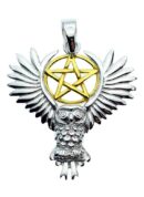 Silver Pendant Owl Pentagram Lisa Parker Licensed
