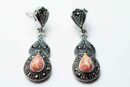 Silver Earring Marcasite Pink