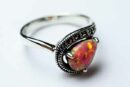 Silver Ring Marcasite Pink