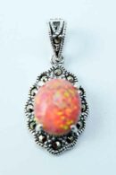 Silver Pendant Marcasite Pink