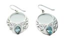 Silver Earring Circle Blue Topaz