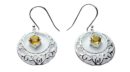 Silver Earring Circle Citrine