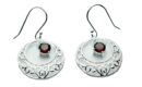 Silver Earring Circle Garnet