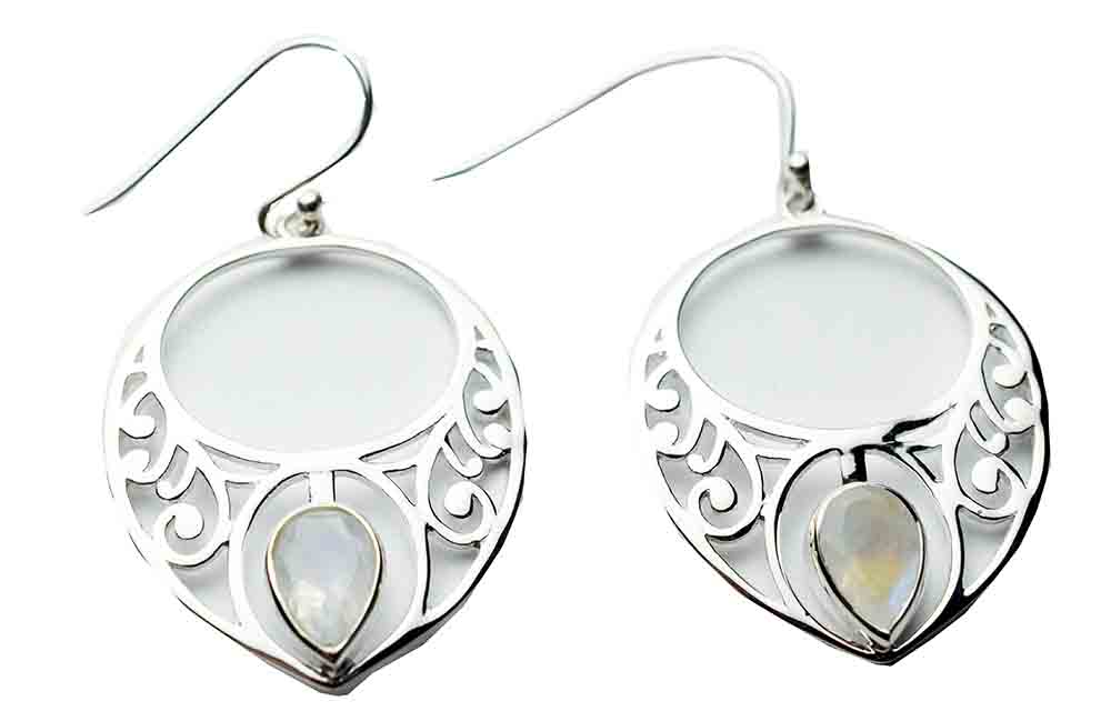 Silver Earring Circle Rainbow