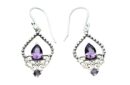 Silver Earring Double Amethyst