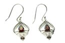 Silver Earring Double Garnet