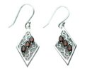 Silver Earring Triple Garnet