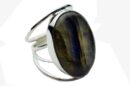 Silver Ring Oval Labradorite