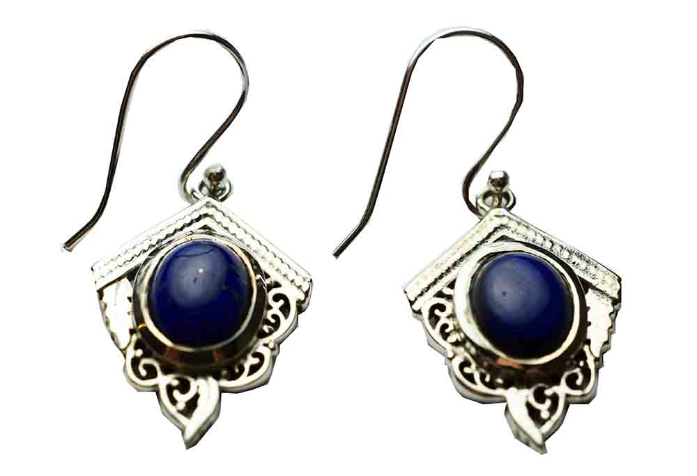 Silver Earring Oval Lapis