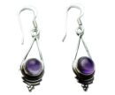 Silver Earring Circle Amethyst