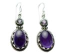Silver Earring Double Amethyst