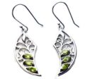 Silver Earring Leaf Peridot