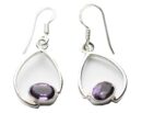 Silver Earring Oval Amethyst