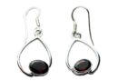 Silver Earring Oval Garnet