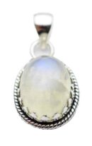 Silver Pendant Oval Rainbow