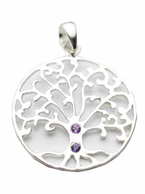 Silver Pendant Tree Amethyst