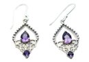 Silver Earring Double Amethyst
