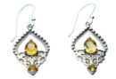 Silver Earring Double Citrine