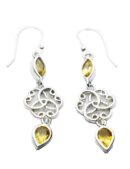Silver Earring Double Citrine