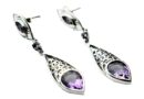 Silver Earring Fish Amethyst