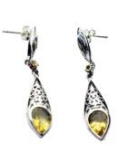 Silver Earring Drop Citrine